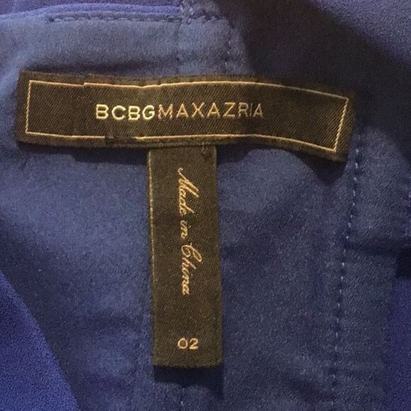 BCBGMAXAZRIA Harlie Cutout Cobalt Blue Fit and Flare V Neck Cocktail Mini Dress - Picture 16 of 16